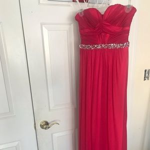 Pink Sequin Belt Prom Dress